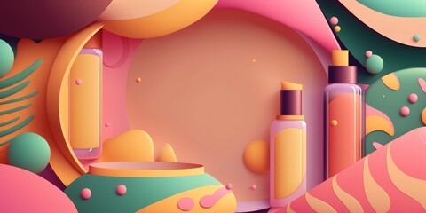 Poster - background for cosmetics items is abstract. Generative AI