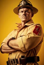 Old Fireman In Uniform  Generative IA