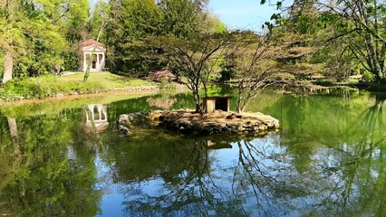 Wall Mural - Tiny islet on pond of Monza Royal Gardens, Italy