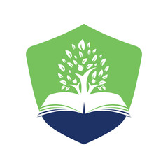 Education tree growth on book idea vector logo. Students with Graduation cap vector design.