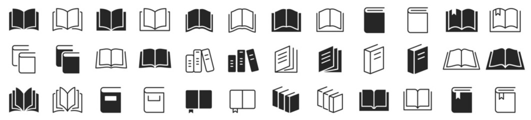 book icons set. simple books icon series. open book icon set. education signs and symbols. vector il