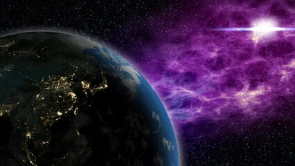 Wall Mural - planet earth rotation - computer generated animation. night to day change. realistic world globe mov