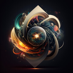 Wall Mural - spectacular circular motion of the universe and its galaxies, stars and planets. generative ai