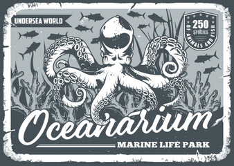 Sticker - Marine oceanarium vintage flyer monochrome