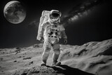 Fototapeta Kosmos - Black and white astronaut, Generative Ai