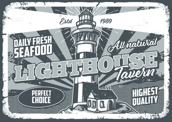 Sticker - Lighthouse tavern monochrome vintage flyer