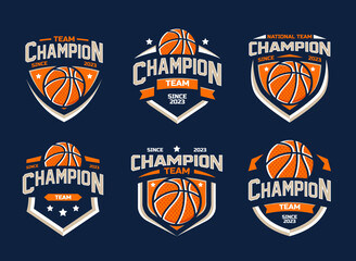 basketball logo collection, emblem set collections. basketball logo badge template bundle
