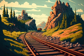 Wall Mural - stunning picture of railroad tracks Generative AI