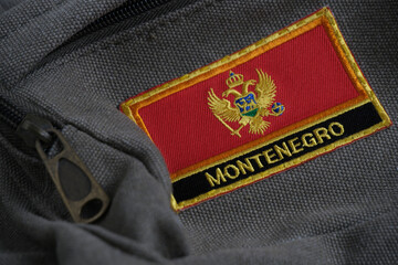 montenegro flag chevron on khaki backpack.