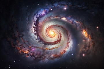 bright spiral galaxy with stars in space. galaxy andromeda sci fi high quality space wallpaper.