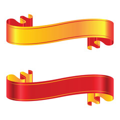 Wall Mural - red and golden ribbon banner vector illustration.