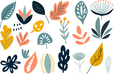 Wall Mural - plants, leaves on white background, vector