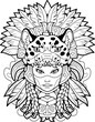cute aztec princess, outline illustration design