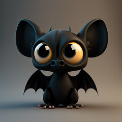 Wall Mural - Cute bat cartoon character created using generative AI tools