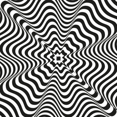 Wall Mural - Monochrome Retro groovy psychedelic optical illusion background