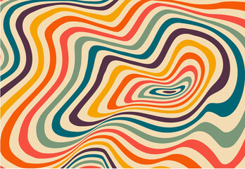 Wall Mural - Psychedelic retro groove background in muted warm tones.