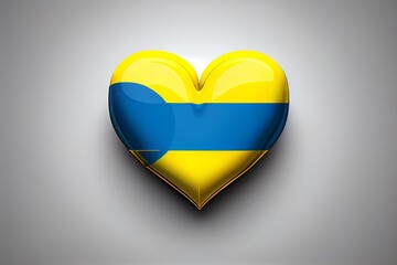 Ukraine flag icon in the shape of heart. Save Ukraine concept. Pray for ukraine. Generative AI