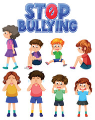 Canvas Print - Set of kid cartoon character bullying