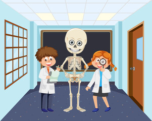 Wall Mural - student doing science experiment in laboratory