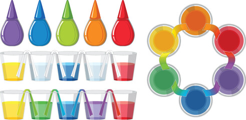 Wall Mural - set of colour science experiments
