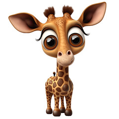 Wall Mural - Cute giraffe cartoon character created using generative AI tools