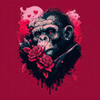 Valentinstag-Gorilla - T-Shirt-Motiv – Generative AI