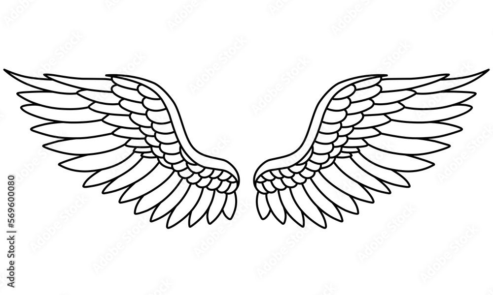 Vector angel wings line art design isolated Stock Vector | Adobe Stock
