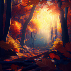 Wall Mural - autumn in the forest