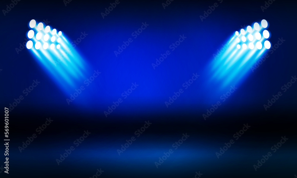 Abstract show led light concert stage with blue beam two light ...