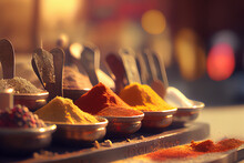 Spices On Eastern Street Market, Generative Ai
