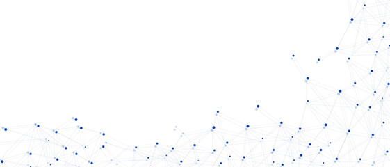 Wall Mural - blue network. abstract connection on white background. network technology background with dots and l