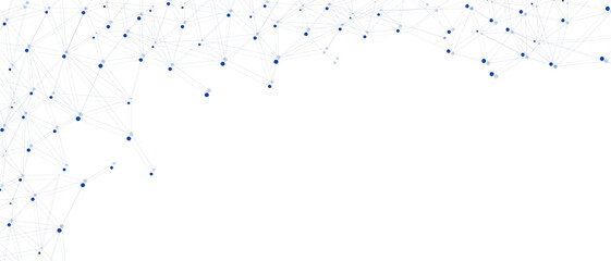 Wall Mural - blue network. abstract connection on white background. network technology background with dots and l