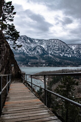 Wall Mural - Winter Beacon Rock Cliffside Trail in the Columbia River Gorge in Oregon & Washington