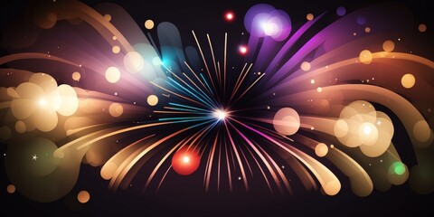 Sticker - New Year's Eve fireworks, copy space, and an abstract holiday backdrop. Generative AI