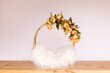 © Mila - digital photography background with flowers and swing for newborn and baby.