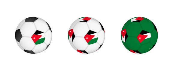 Wall Mural - Collection football ball with the Jordan flag. Soccer equipment mockup with flag in three distinct configurations.