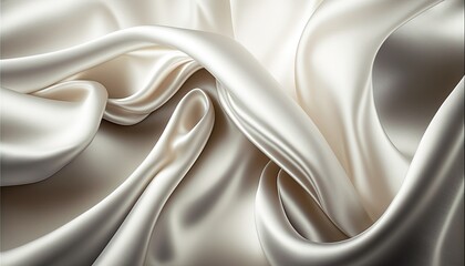 Wall Mural - a white silk fabric with a wavy pattern on it's surface, as if it were a fabric for a dress or a jacket. generative ai