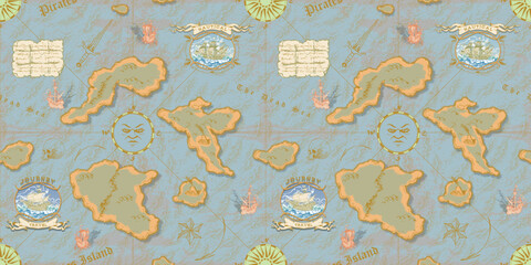 Poster - ancient nautical chart of sea routes