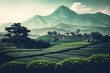 Beautiful landscape of tea field Generative AI