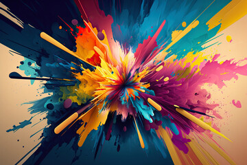 Wall Mural - Abstract color explosion background, colorful splash created with generative AI technology