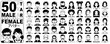 © Studio MRPOR - People Avatar Man Woman Portrait Handsome Icon Female Male User Profile Social Girl Boy Young Character Human Emotions Set 50 Item Vector Illustration Semi-Solid Style