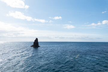 Wall Mural - Beautiful Atlantic ocean with stone cliff and blue sky on Madeira