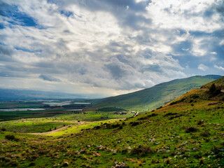 Green Scenery of Mount Gilboa in Springtime, Israel