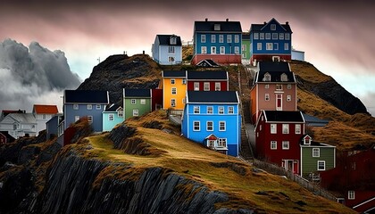 Wall Mural - Colorful houses on Mountain