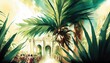 Palm Sunday watercolor background, Generative AI concept art