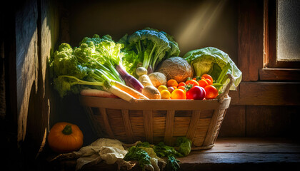 Wall Mural - Still life with vegetables, generative ai 