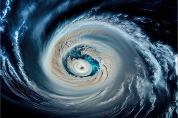 Wall Mural - hirricane epicenter cyclone view from space. generative ai