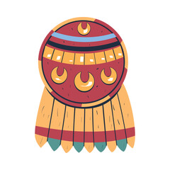 Wall Mural - Maya civilization artifact. Aztec cultural object cartoon vector illustration