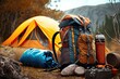 Essential Gear for Wilderness Mountain Hiking: Camping Equipment and Accessories. Photo AI