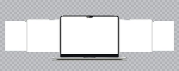 laptop with blank web pages. mockup for showing screenshots of web-sites.